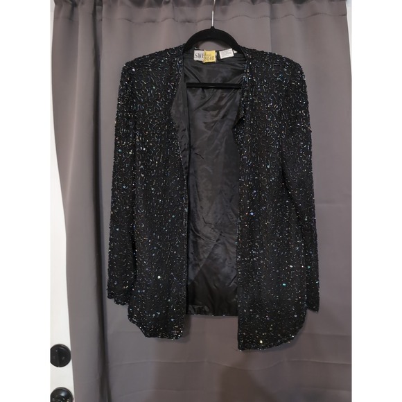 Sweelo Women's‎ Handbeaded Silk Sequin Jacket, Vintage Fashion, Elegant Formal - Picture 1 of 7